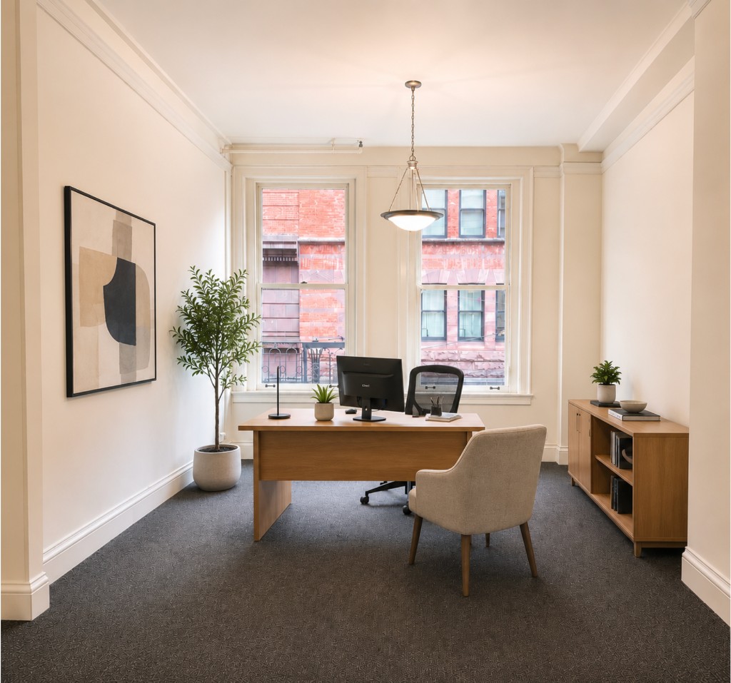 Suite 203 bright private office with natural light at 12 Geary Street